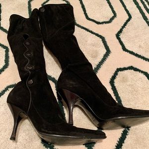 Black Suede Sergio Rossi Knee High Boots